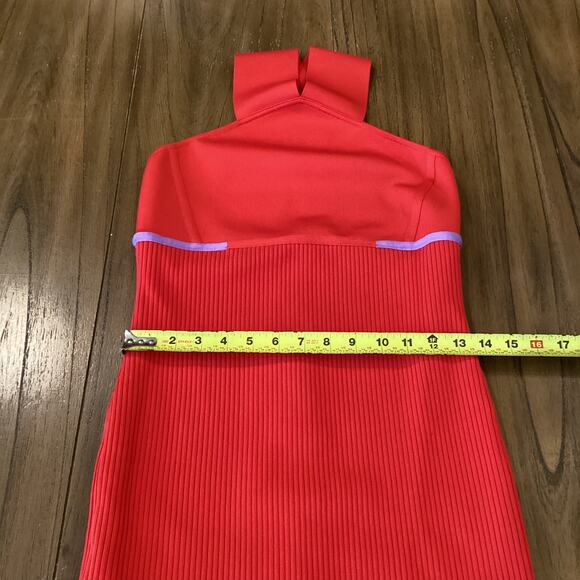 Revolve Herve By Herve Léger High Neck halter Bandage mini Dress red cardinal L - Picture 3 of 12
